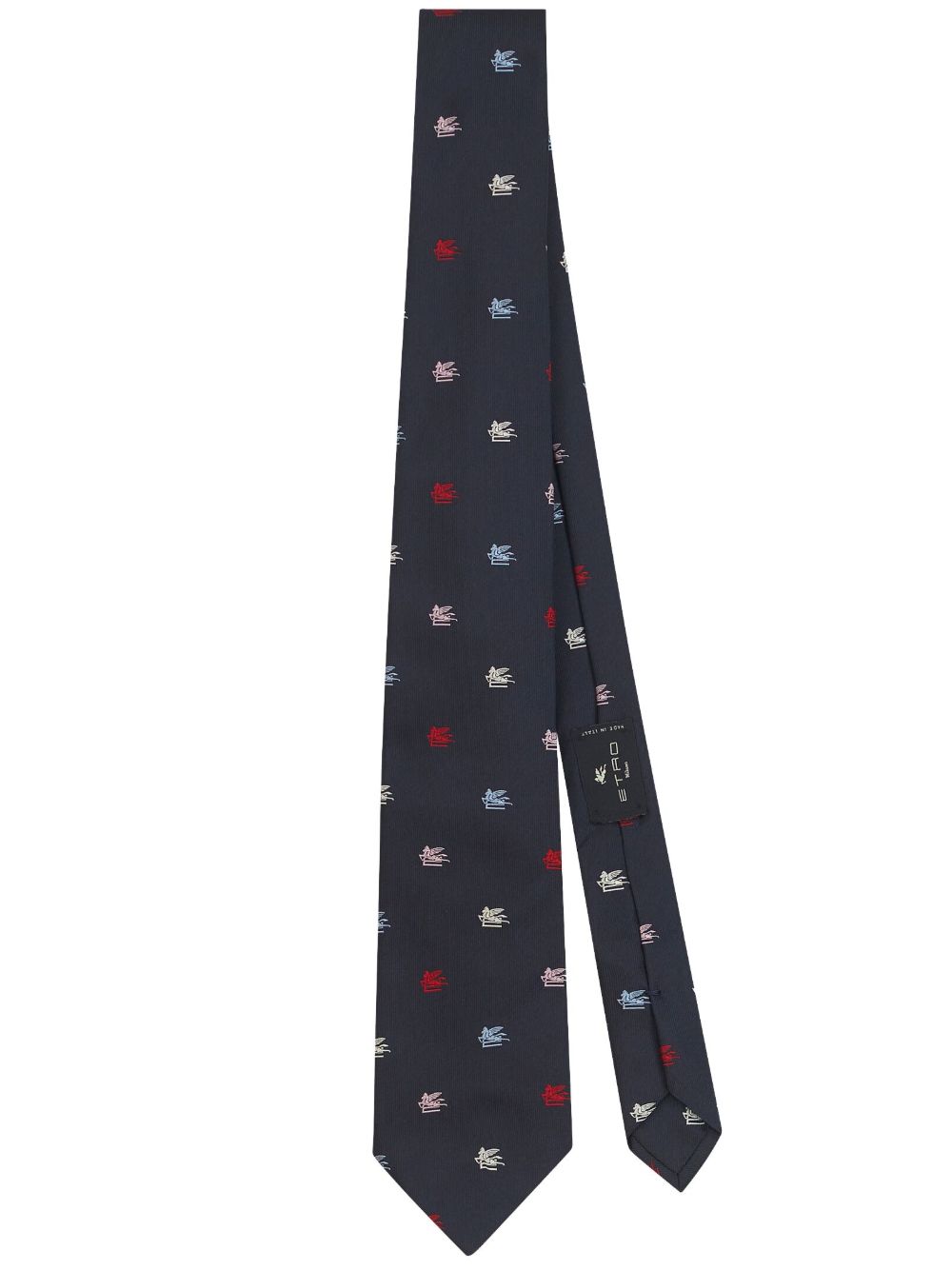 ETRO logo提花真丝领带 - 蓝色