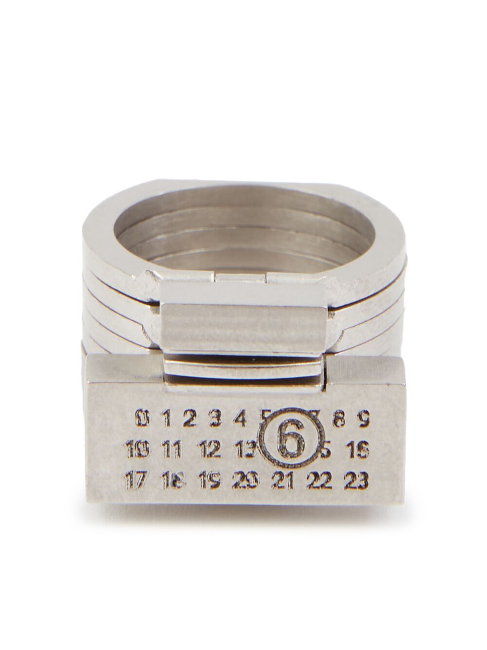 MM6 Maison Margiela Tubing logo雕刻戒指 - 银色