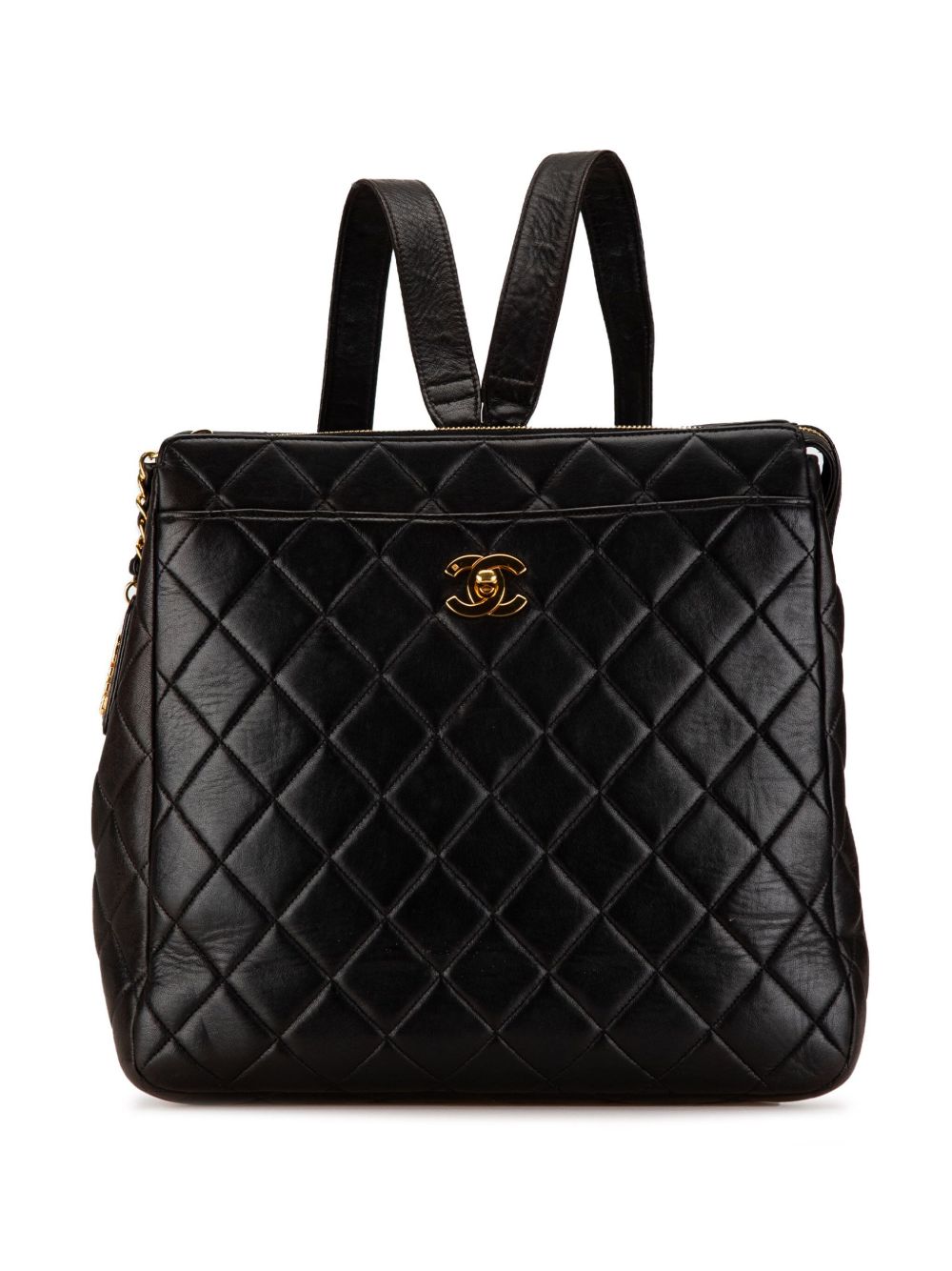 CHANEL Pre-Owned CC 绗缝小羊皮双肩包（1900年代典藏款） - 黑色