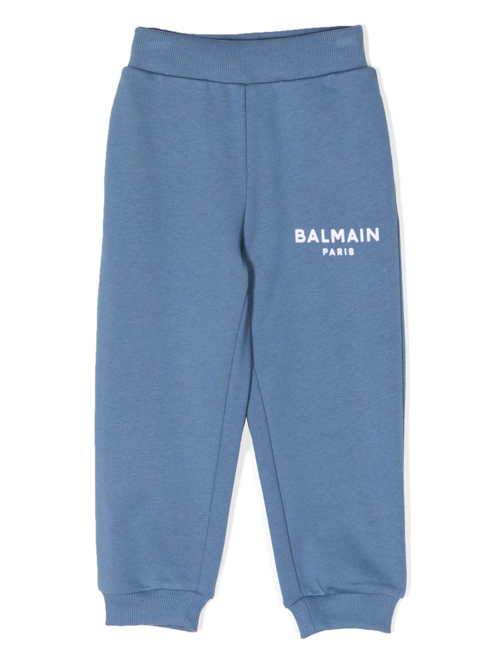 Balmain Kids logo印花棉运动裤 - 蓝色