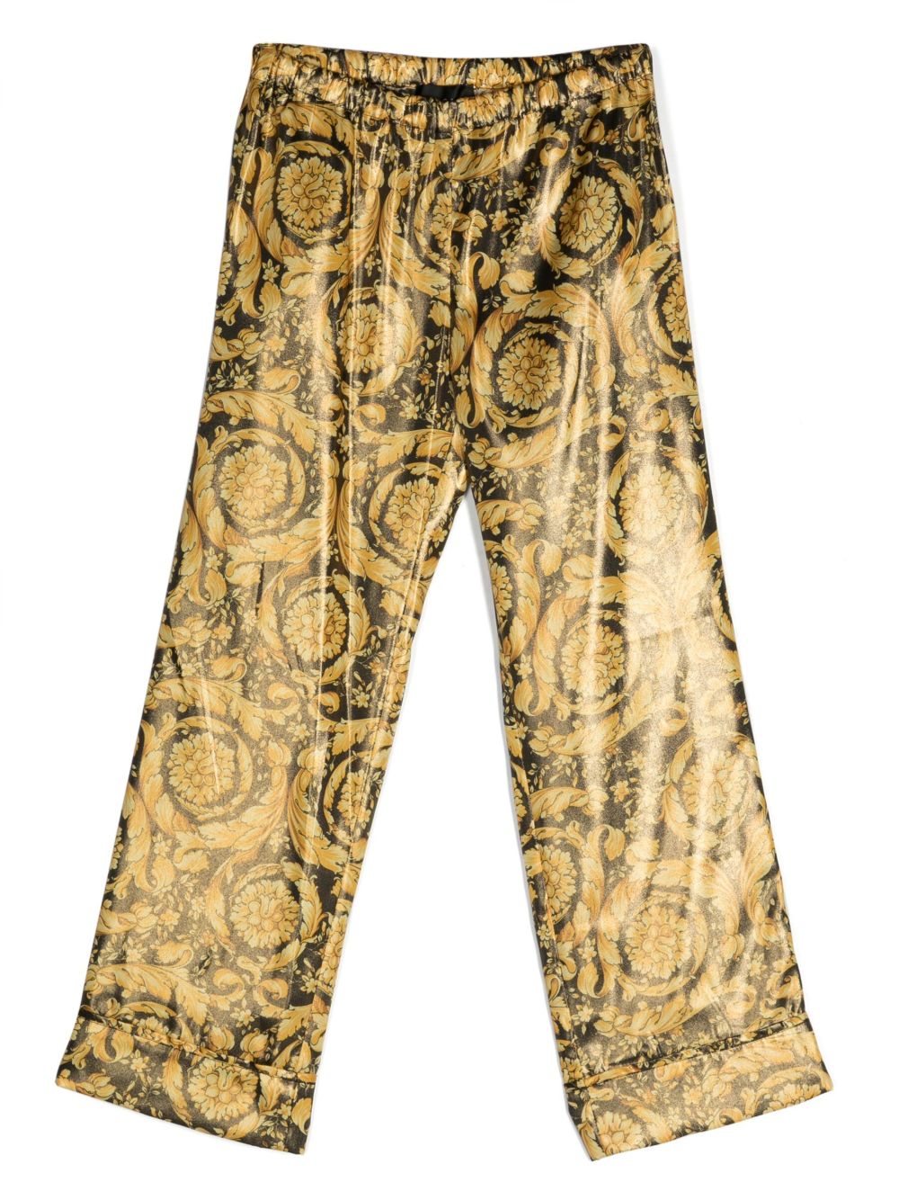 Versace Kids 巴洛克图案长裤 - 黑色
