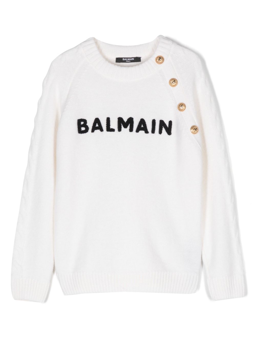 Balmain Kids logo刺绣卫衣 - 白色