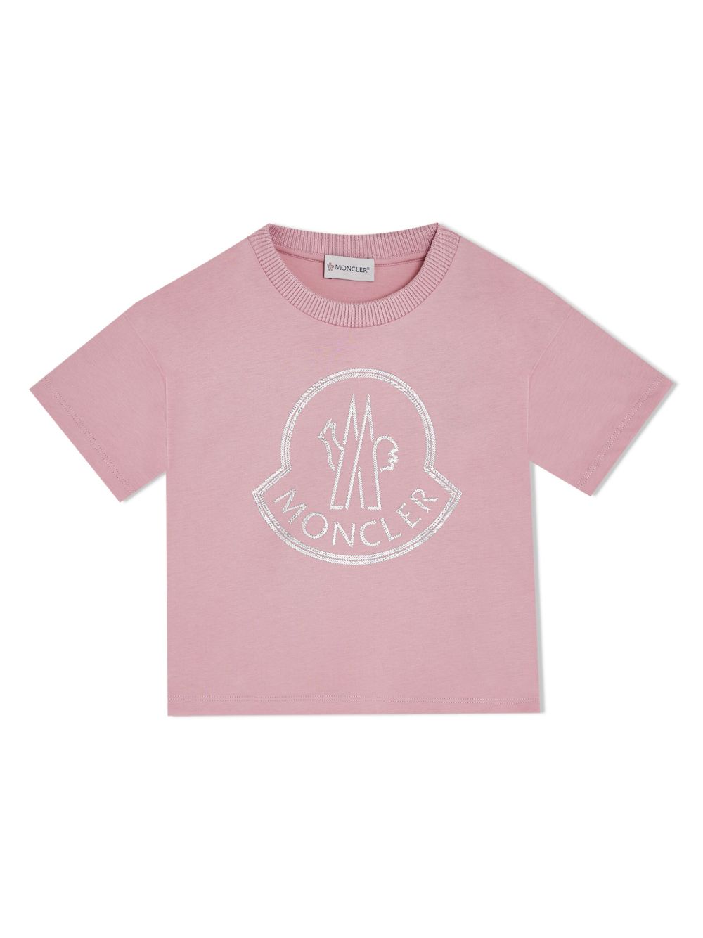 Moncler Enfant logo印花棉T恤 - 粉色