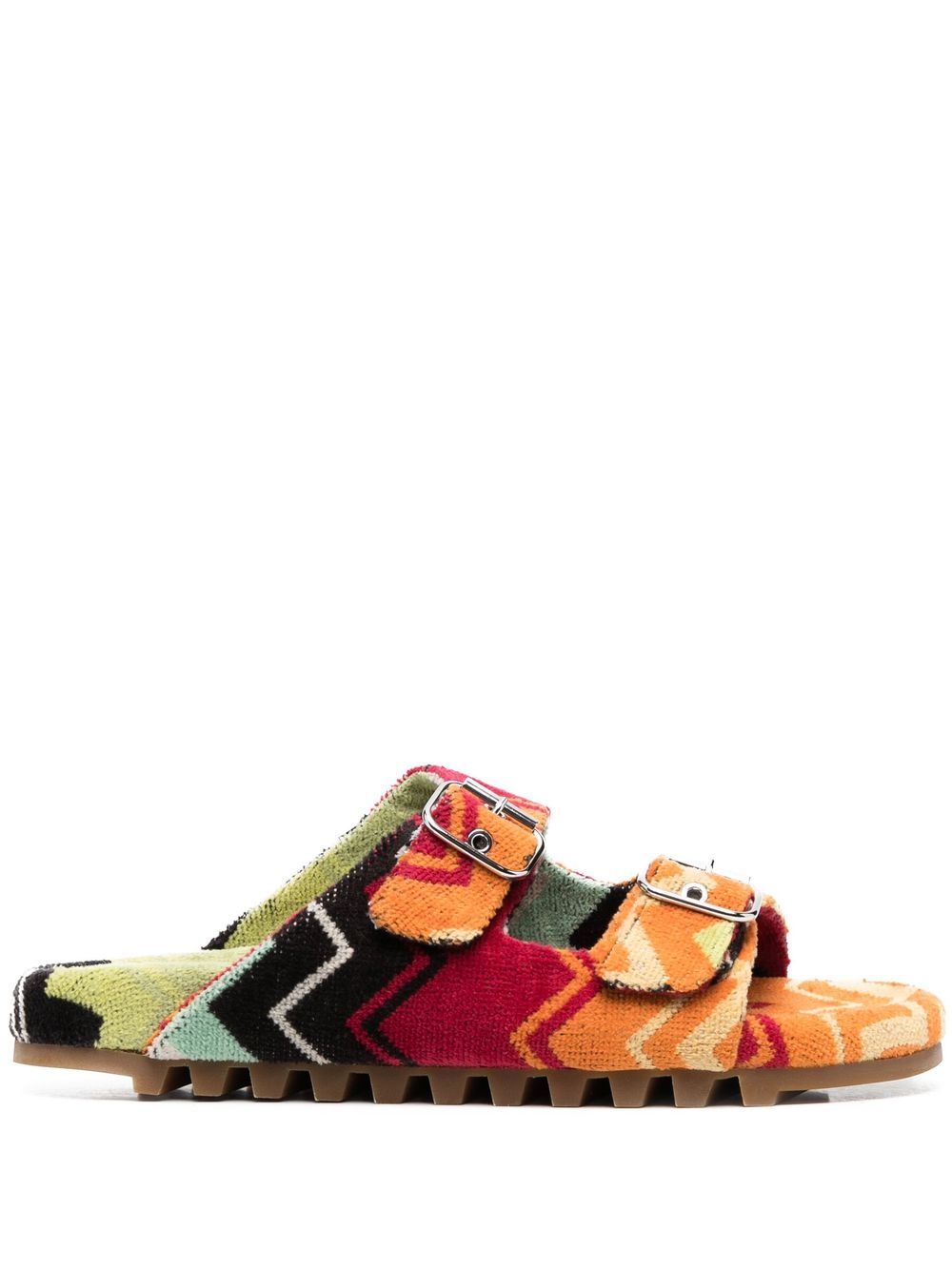 Missoni Z字形图案印花扣环凉鞋 - 橘色