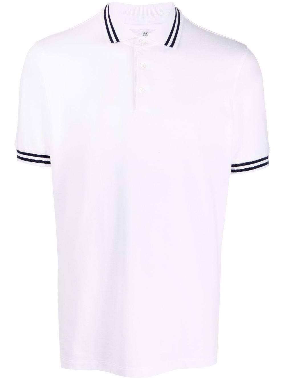 Brunello Cucinelli 条纹边饰polo衫 - 白色