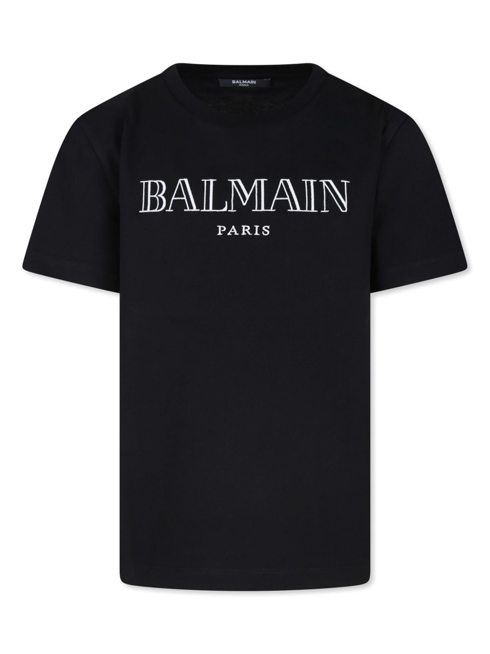 Balmain Kids logo刺绣棉T恤 - 黑色