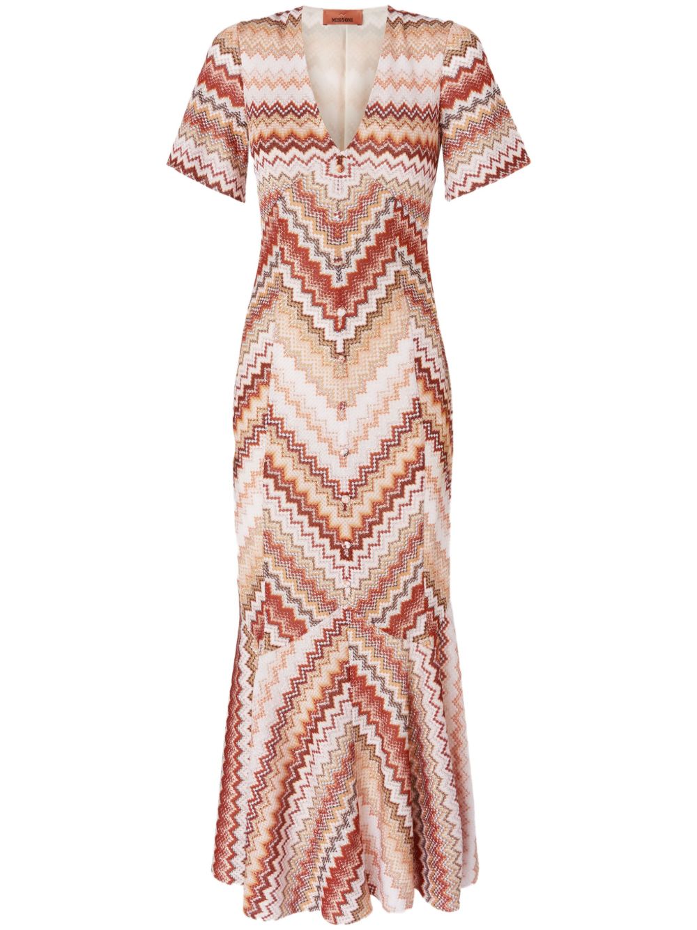 Missoni 锯齿形Z字形图案超长连衣裙 - 褐色