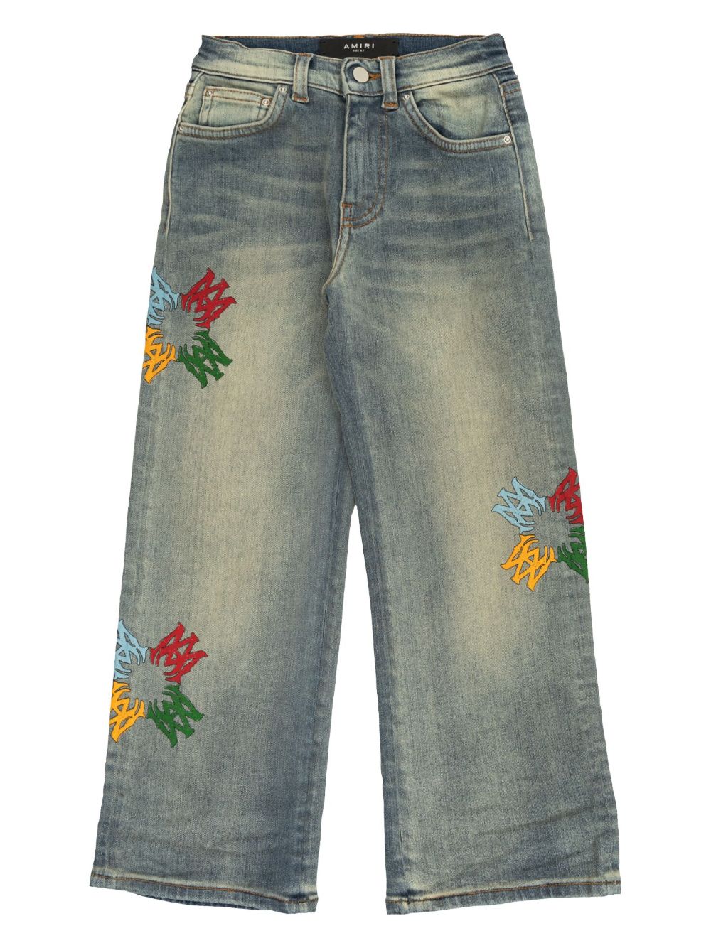 AMIRI KIDS logo印花牛仔裤 - 蓝色
