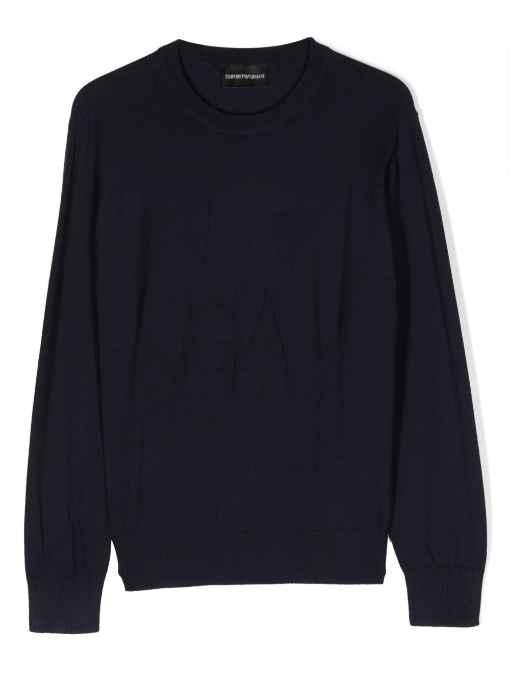 Emporio Armani Kids logo提花密织毛衣 - 蓝色