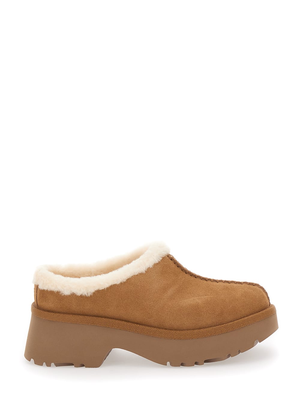 Ugg New Height Mule With Brown Suede Womens Embossed Stitching Detail
