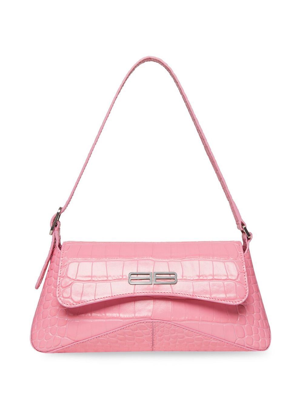Balenciaga XX Flap 仿鳄鱼纹皮质单肩包 - 粉色