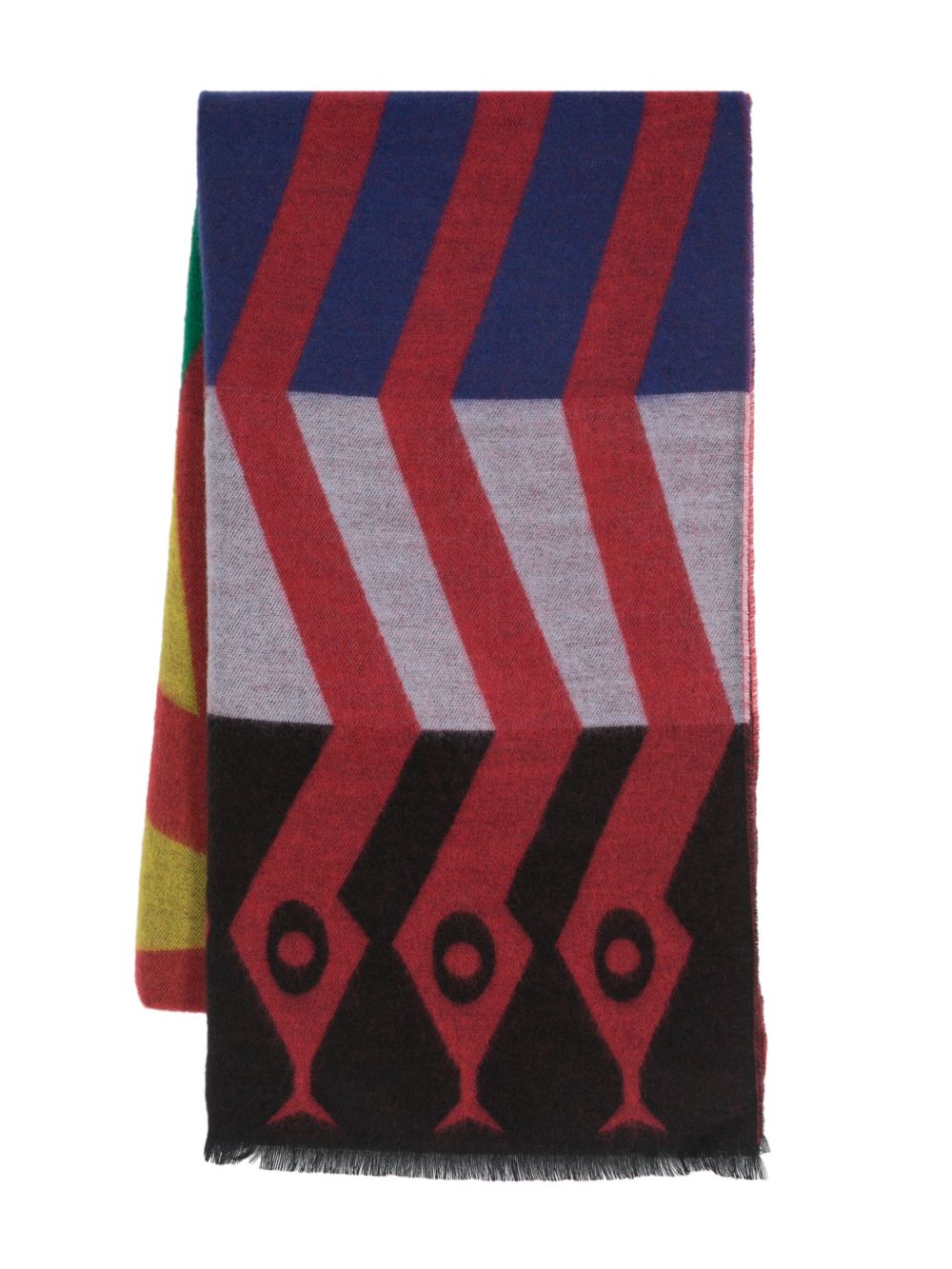 Walter Van Beirendonck W-Snake 图案磨损边围巾 - 红色