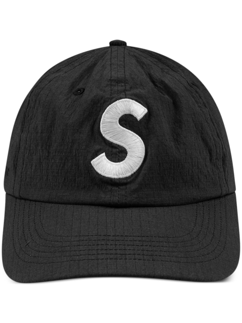 Supreme S logo六面拼接棒球帽 - 黑色