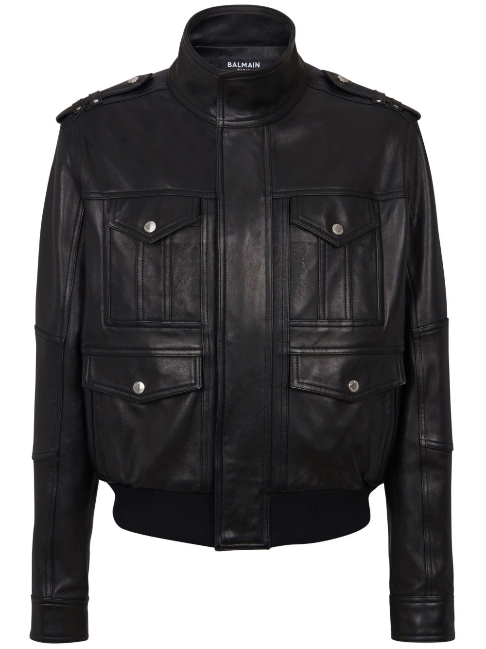 Balmain 长袖皮夹克 - 黑色