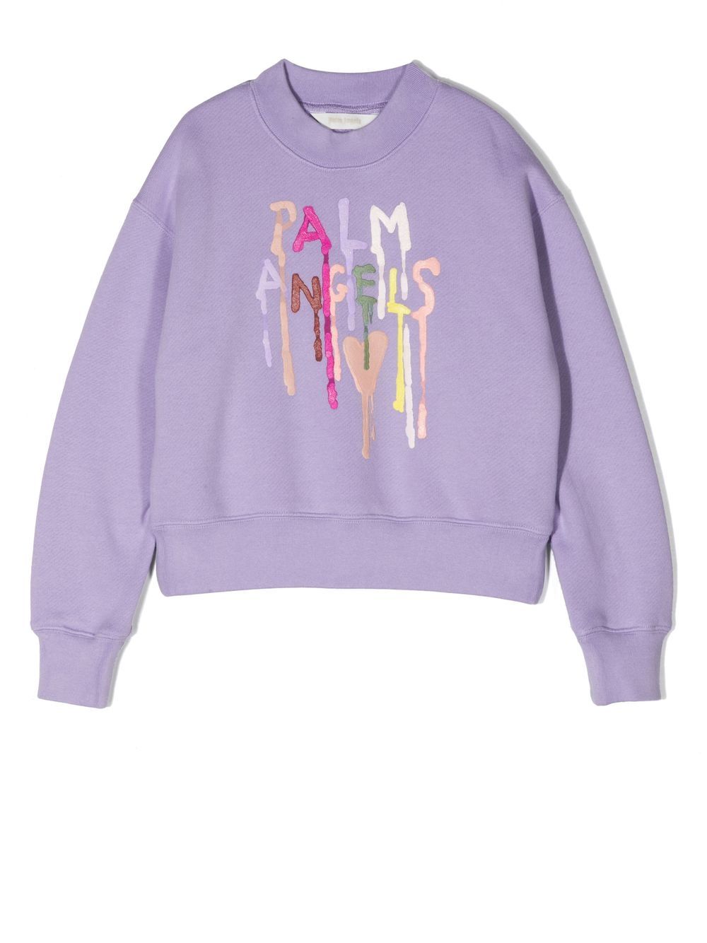 Palm Angels Kids logo印花棉卫衣 - 紫色