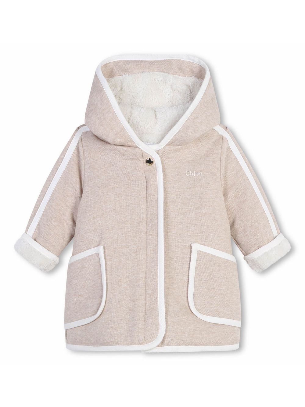 Chloé Kids 蓬松连帽棉夹克 - 中性色