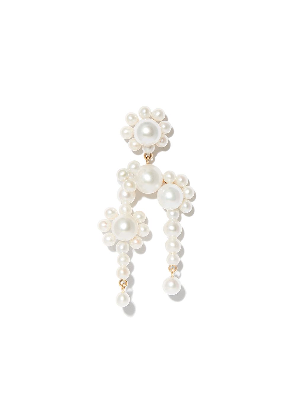 Sophie Bille Brahe 14K黄金珍珠吊饰耳环 - 金色