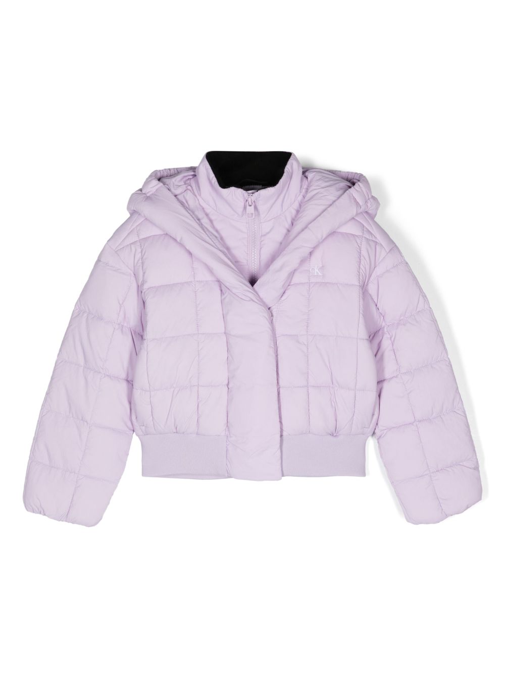 Calvin Klein Kids logo刺绣填充夹克 - 紫色