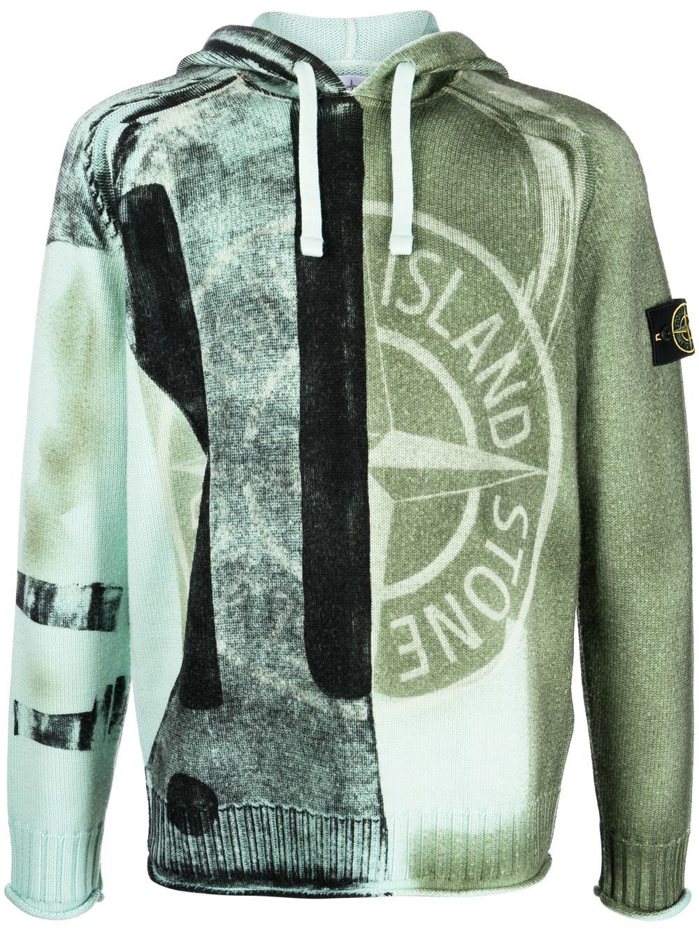 Stone Island 双色连帽衫 - 绿色