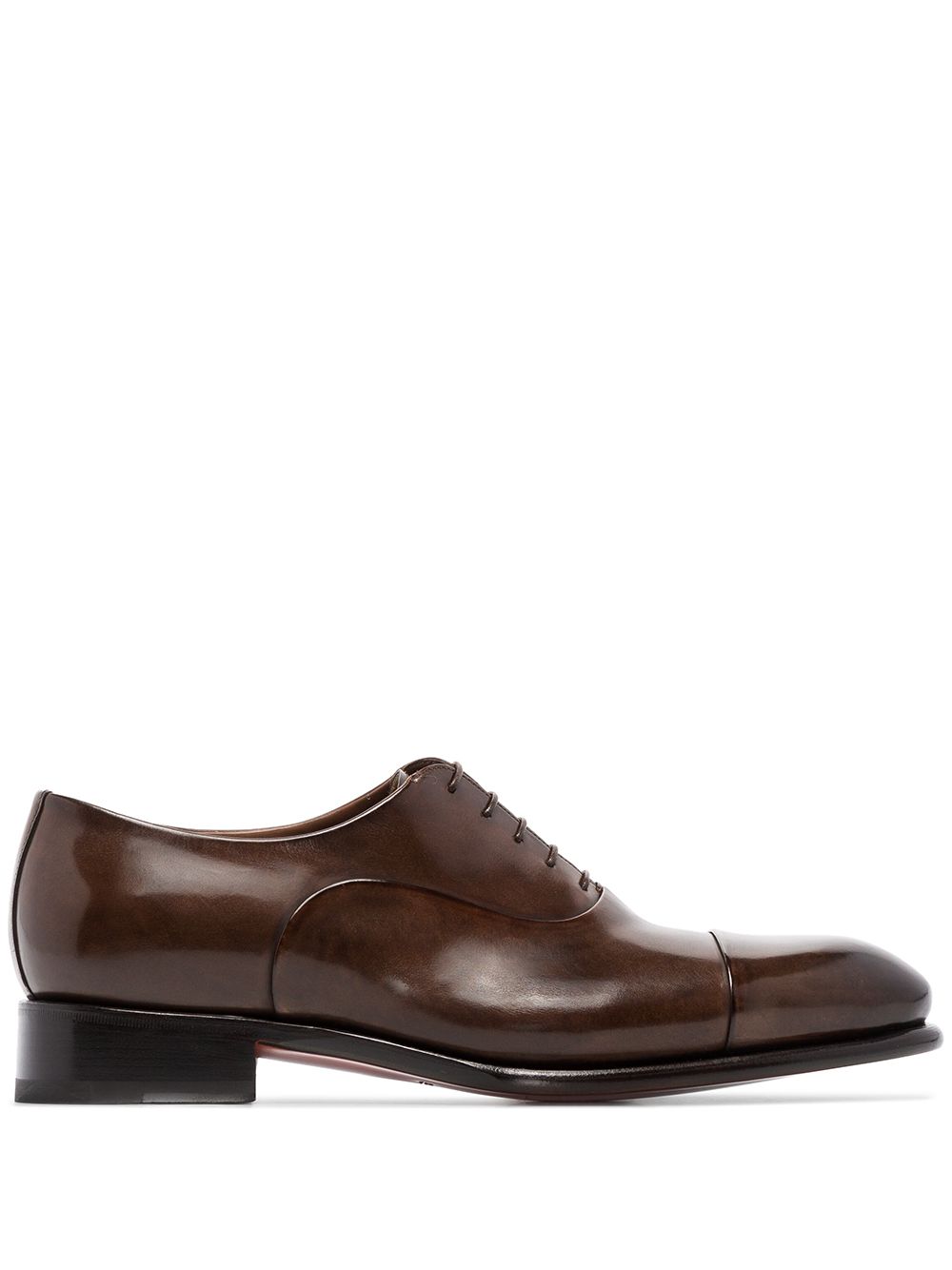Santoni 经典系带牛津鞋 - 褐色