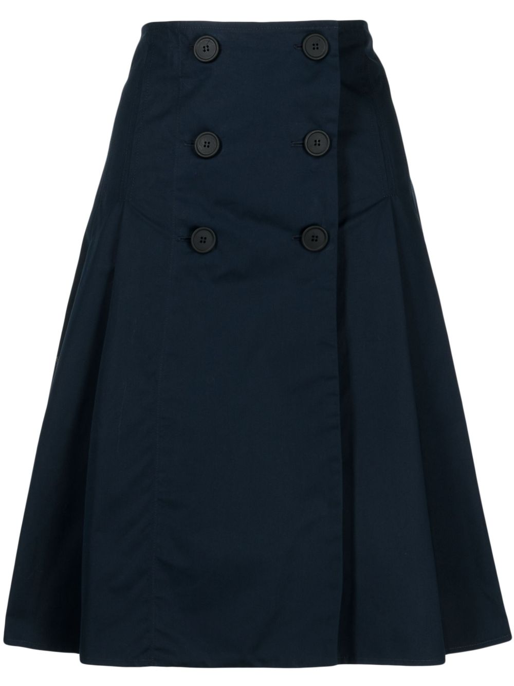 Maison Kitsuné 高腰百褶裹身式半身裙 - 蓝色