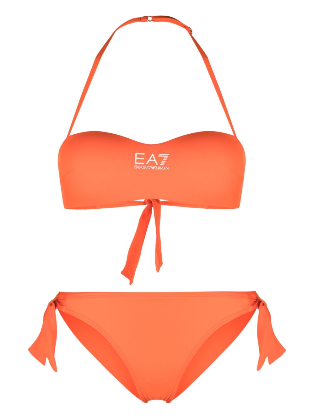 Ea7 Emporio Armani logo印花挂脖比基尼套装 - 橘色