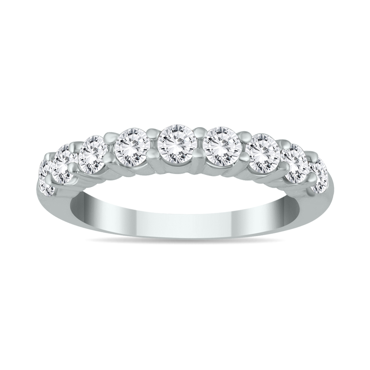 1 1/3 Carat TW 9 Stone Diamond Wedding Band in 14K White Gold