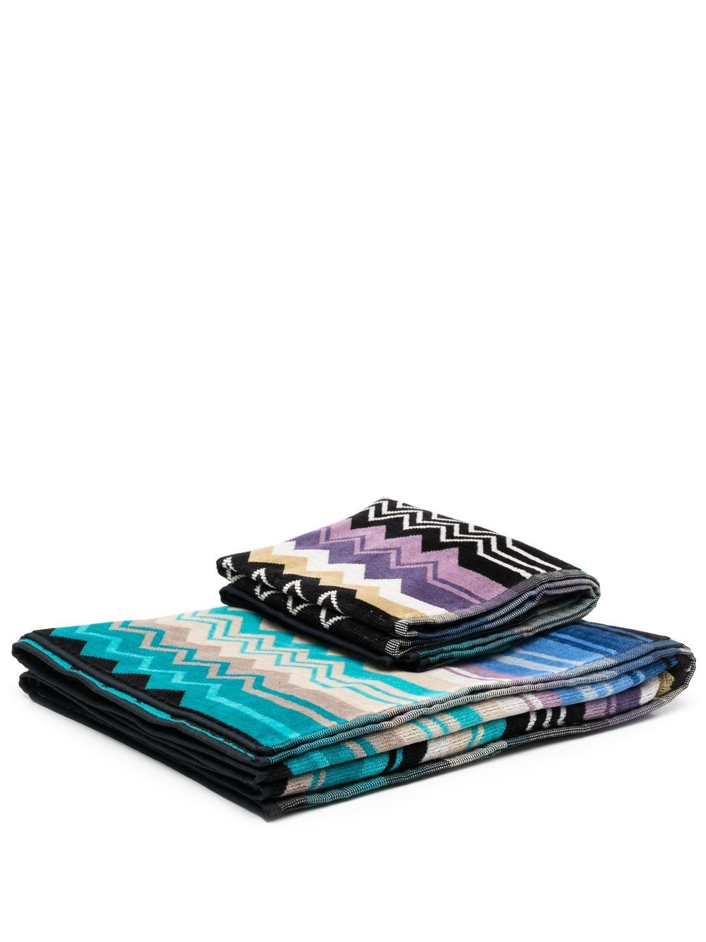 Missoni Home Z字形图案印花毛巾套装 - 蓝色