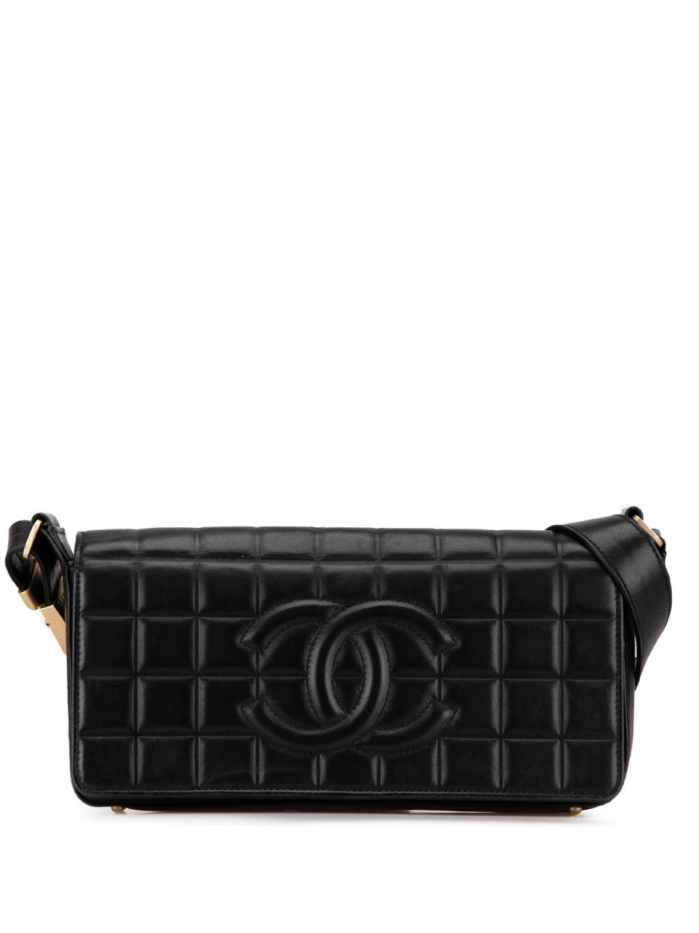 CHANEL Pre-Owned CC Chocolate Bar Flap 小羊皮单肩包（2003-2004年典藏款） - 黑色