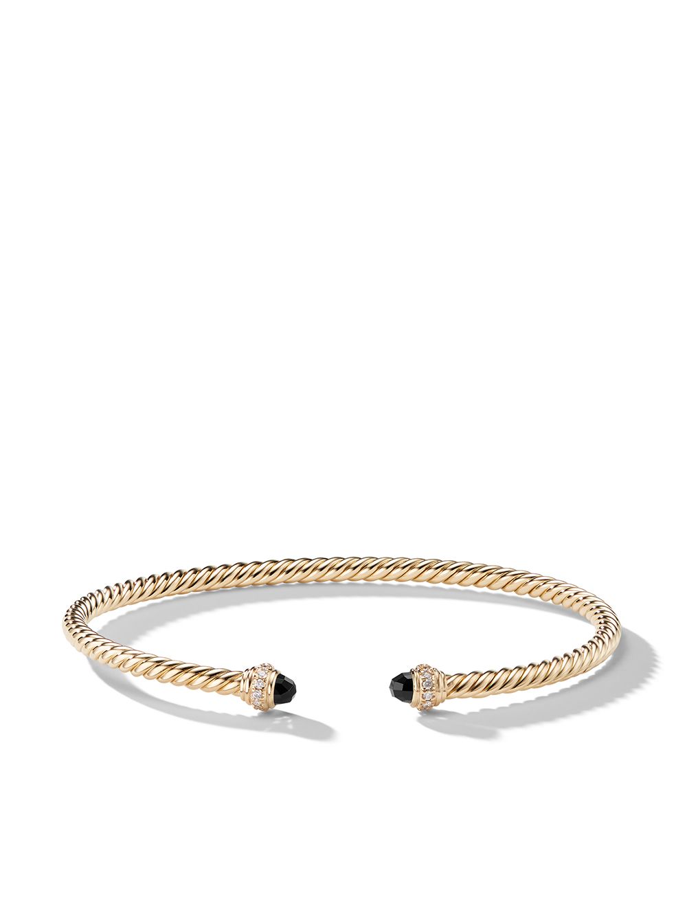 David Yurman 18K黄金 Cablespira 缟玛瑙钻石手链 - 金色