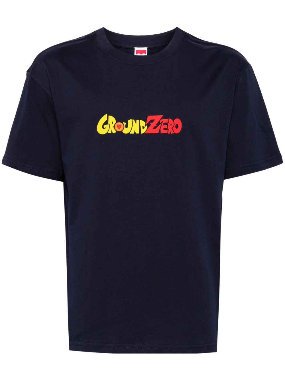 Ground Zero logo印花棉T恤 - 蓝色