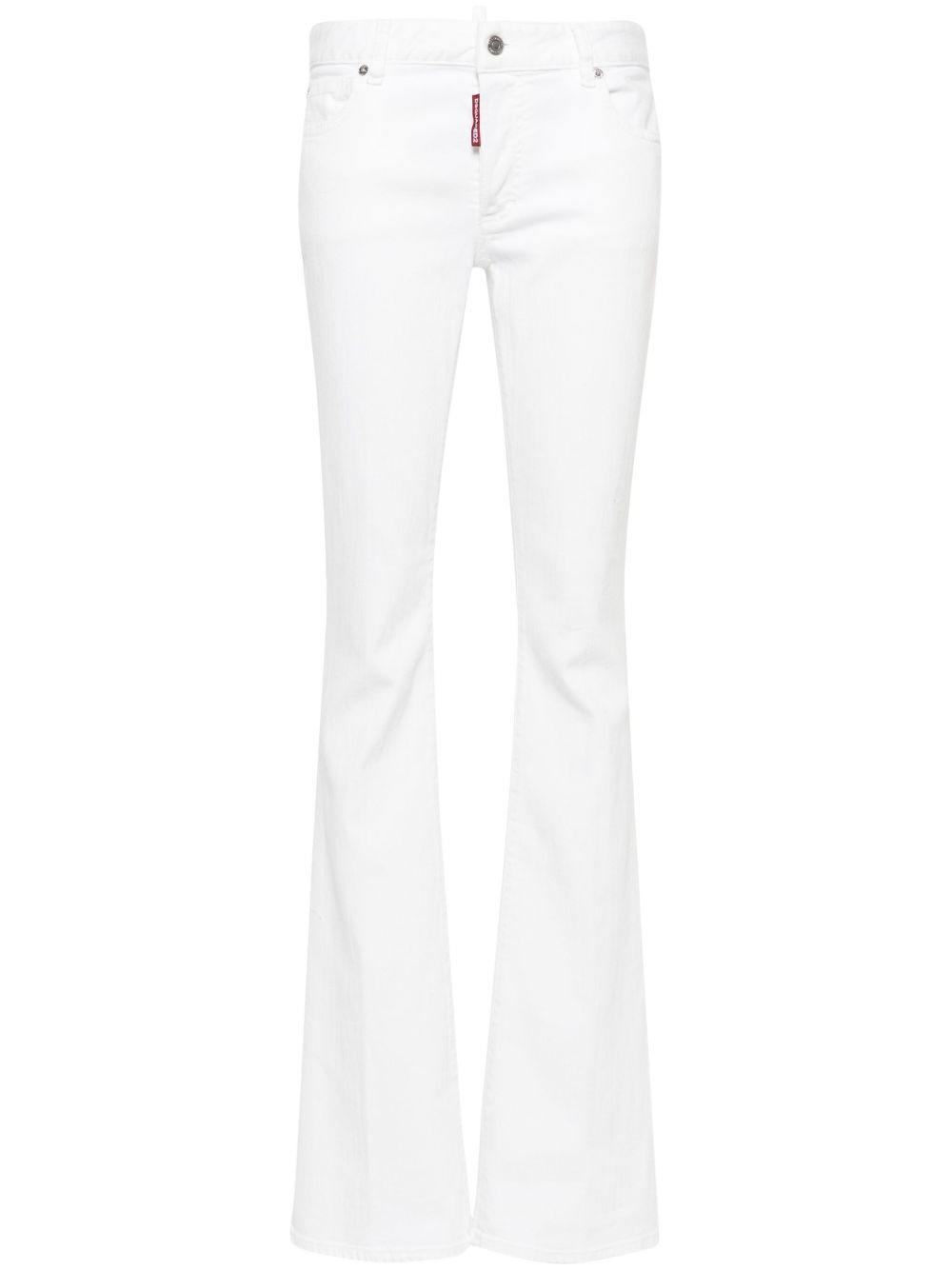 DSQUARED2 中腰喇叭牛仔裤 - 白色