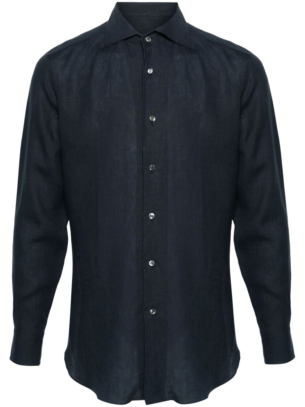 Brioni 经典领亚麻衬衫 - 蓝色