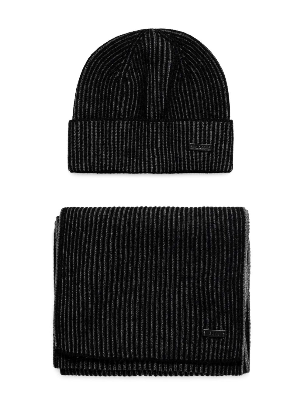 BOSS Ercole beanie hat set - 黑色