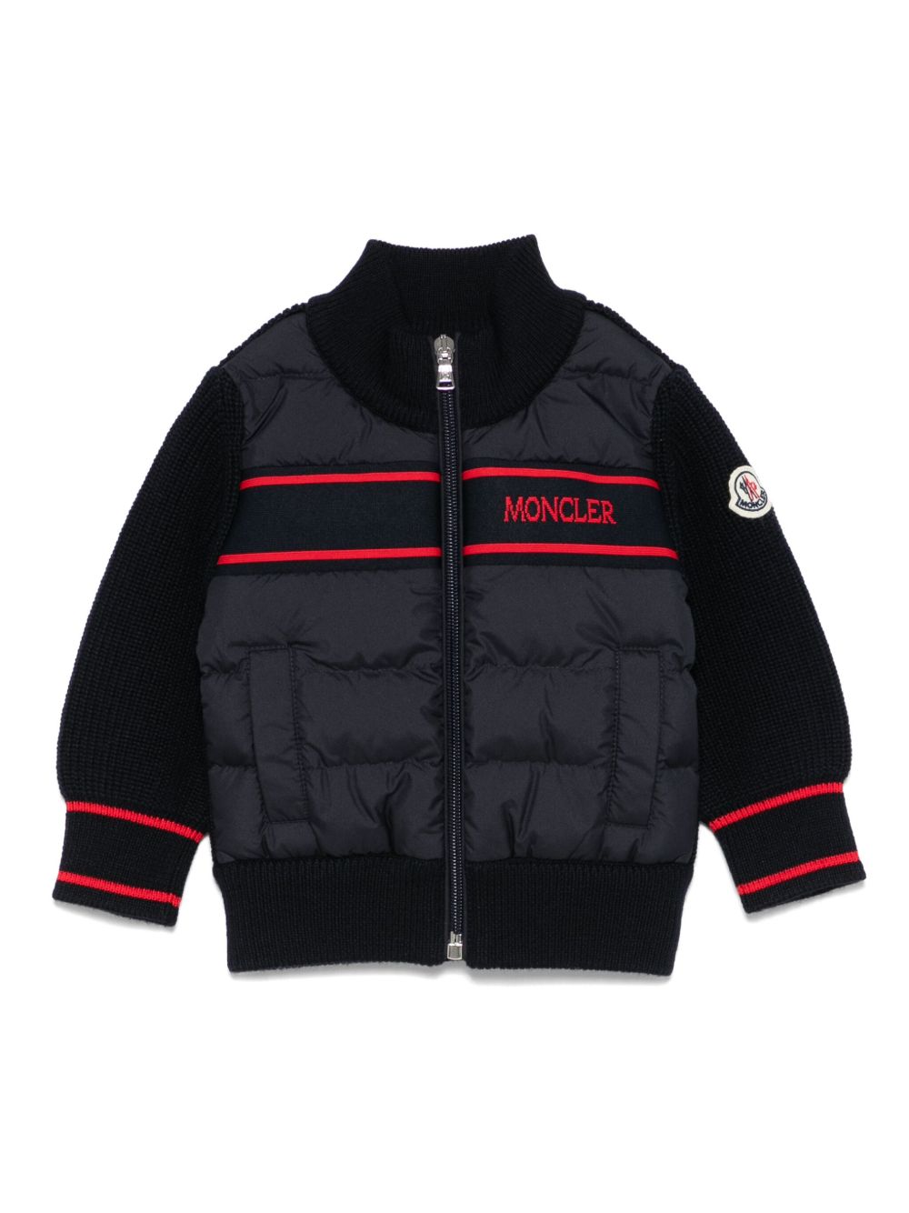 Moncler Enfant 填充拼接开衫 - 蓝色