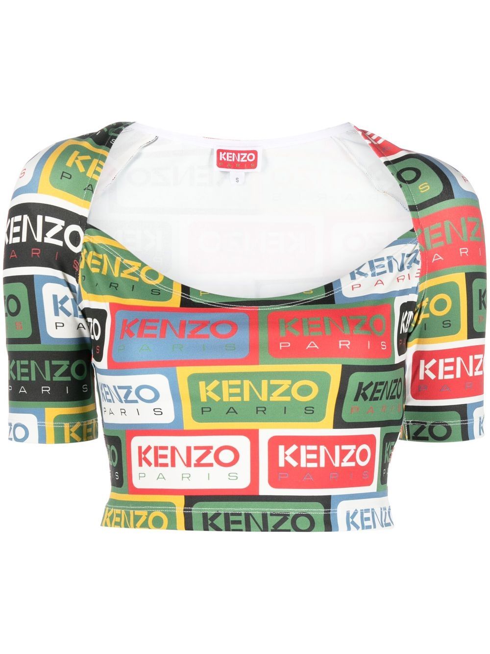 Kenzo logo印花短款上衣 - 绿色