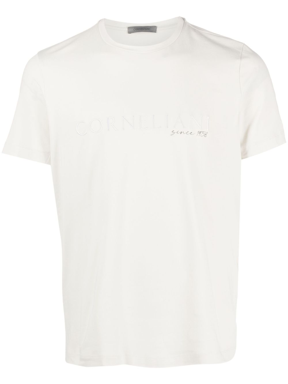 Corneliani logo刺绣圆领T恤 - 中性色