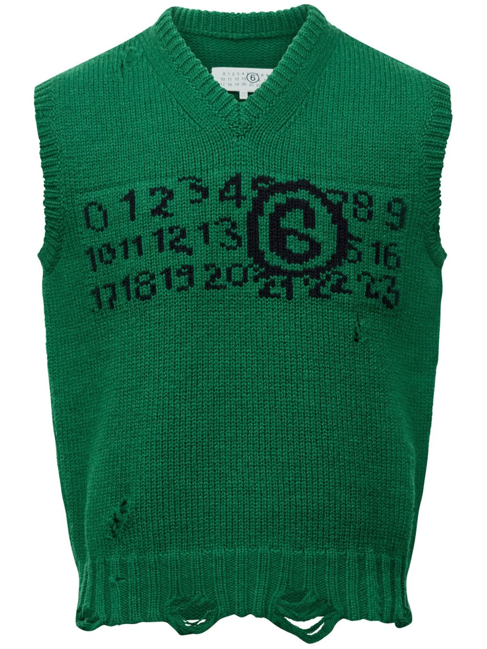 MM6 Maison Margiela 数字刺绣毛衣 - 绿色