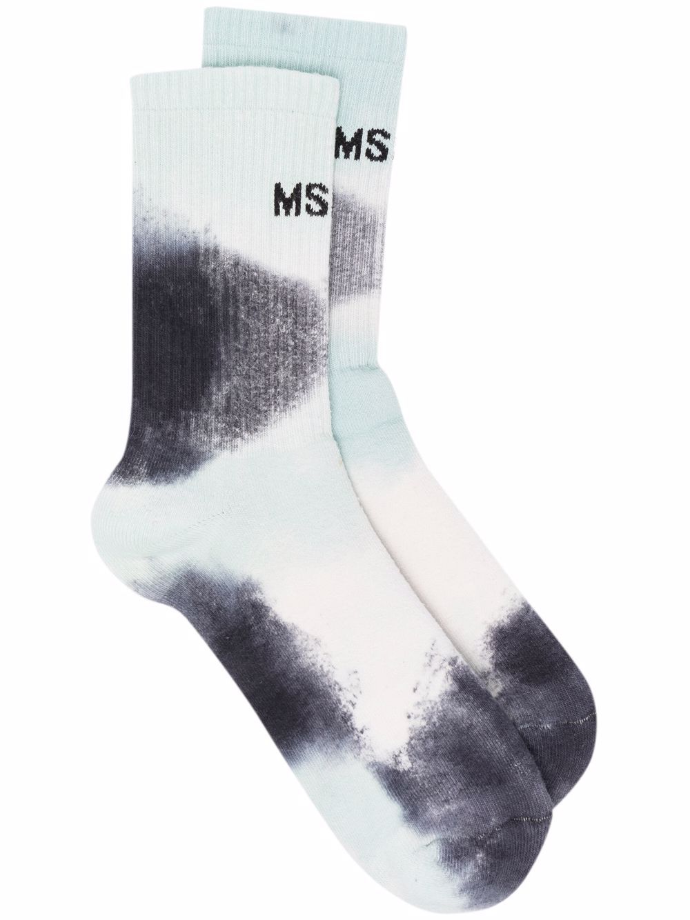 MSGM logo扎染针织袜 - 蓝色