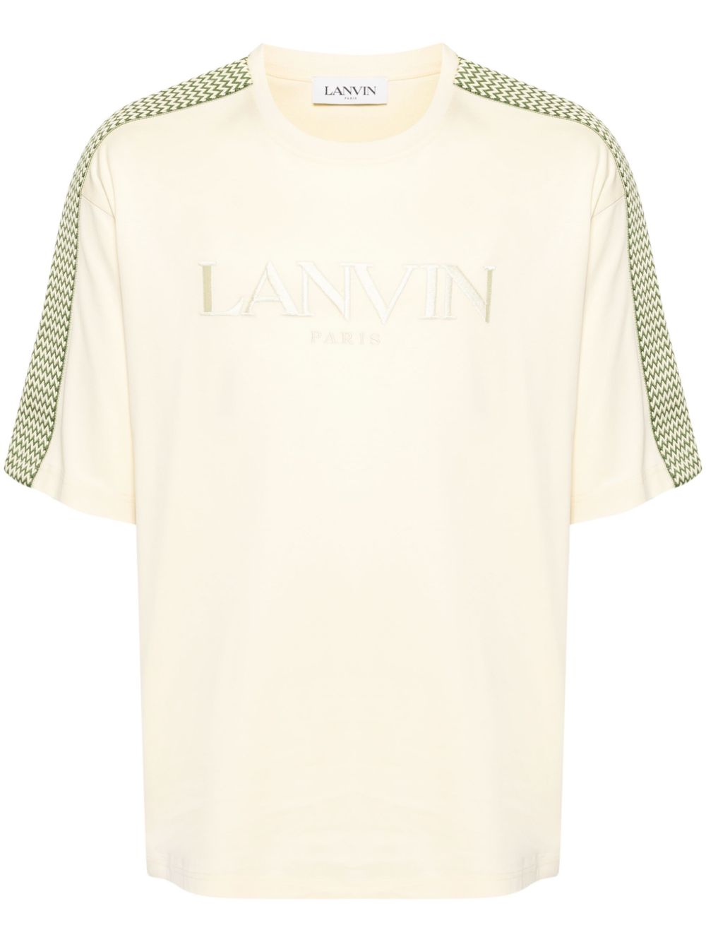 Lanvin logo刺绣棉T恤 - 黄色