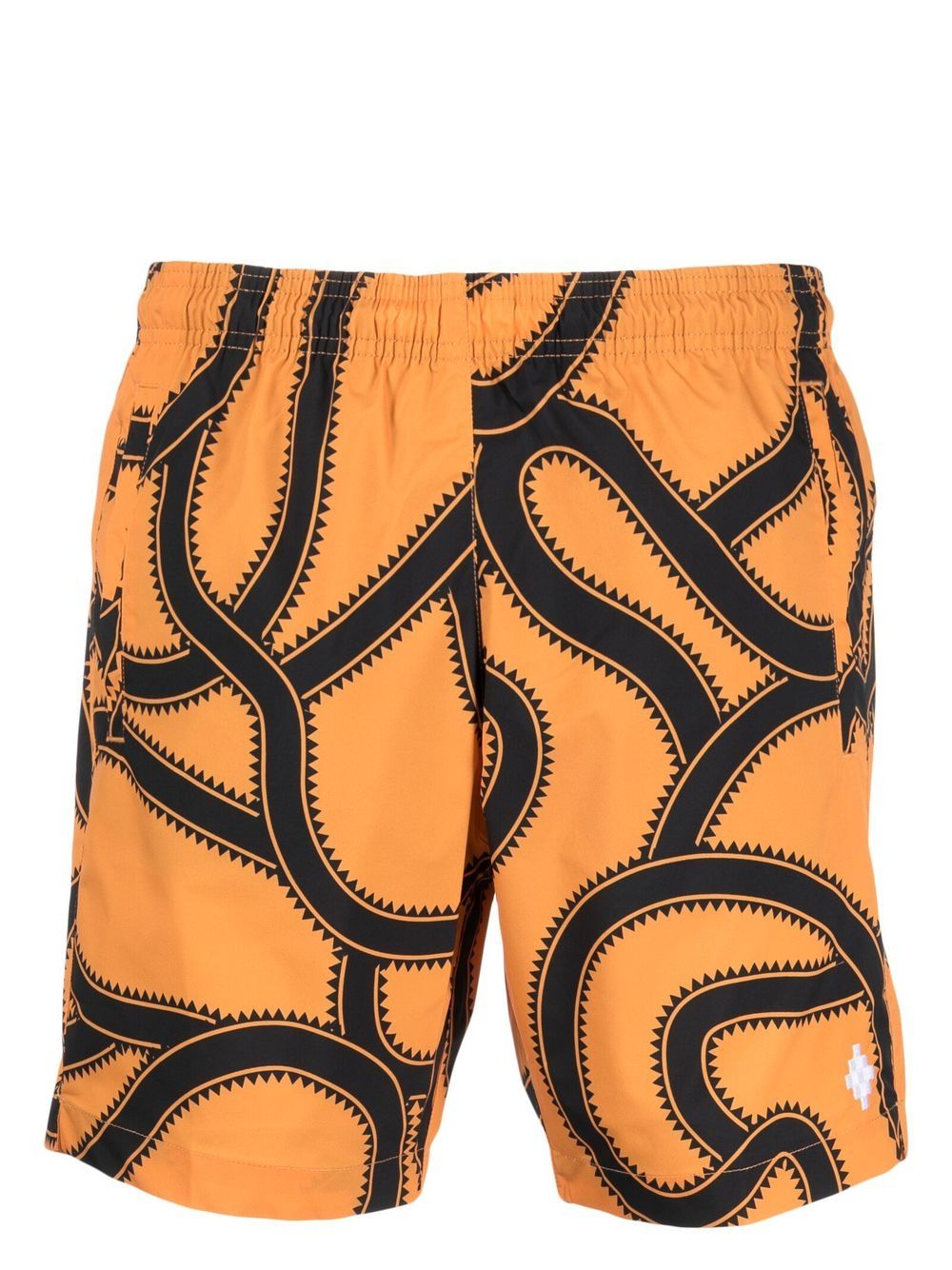 Marcelo Burlon County of Milan Cross 蛇纹刺绣泳裤 - 橘色