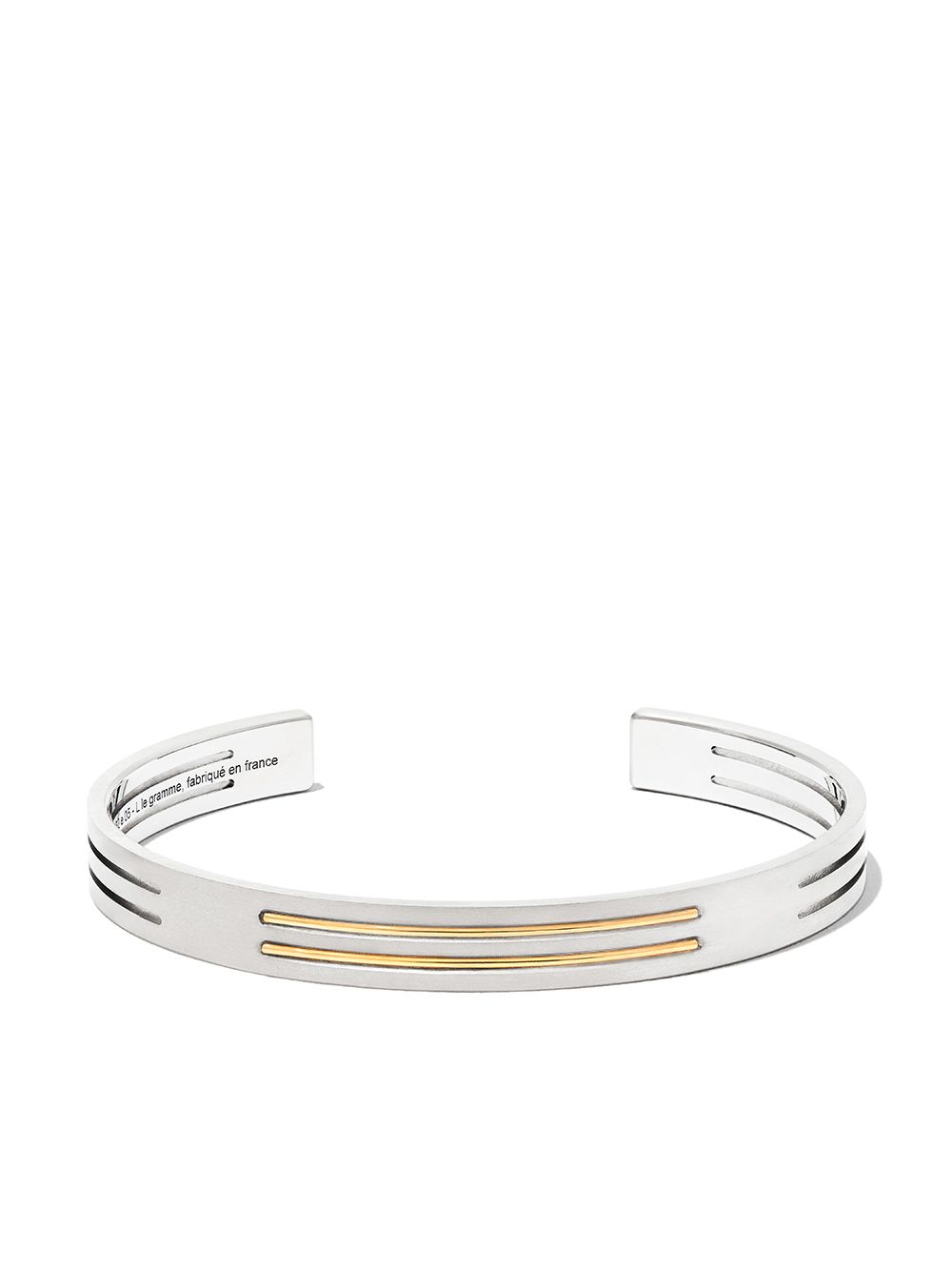 Le Gramme 18K黄金磨砂钛合金 Ribbon 手链 - 银色