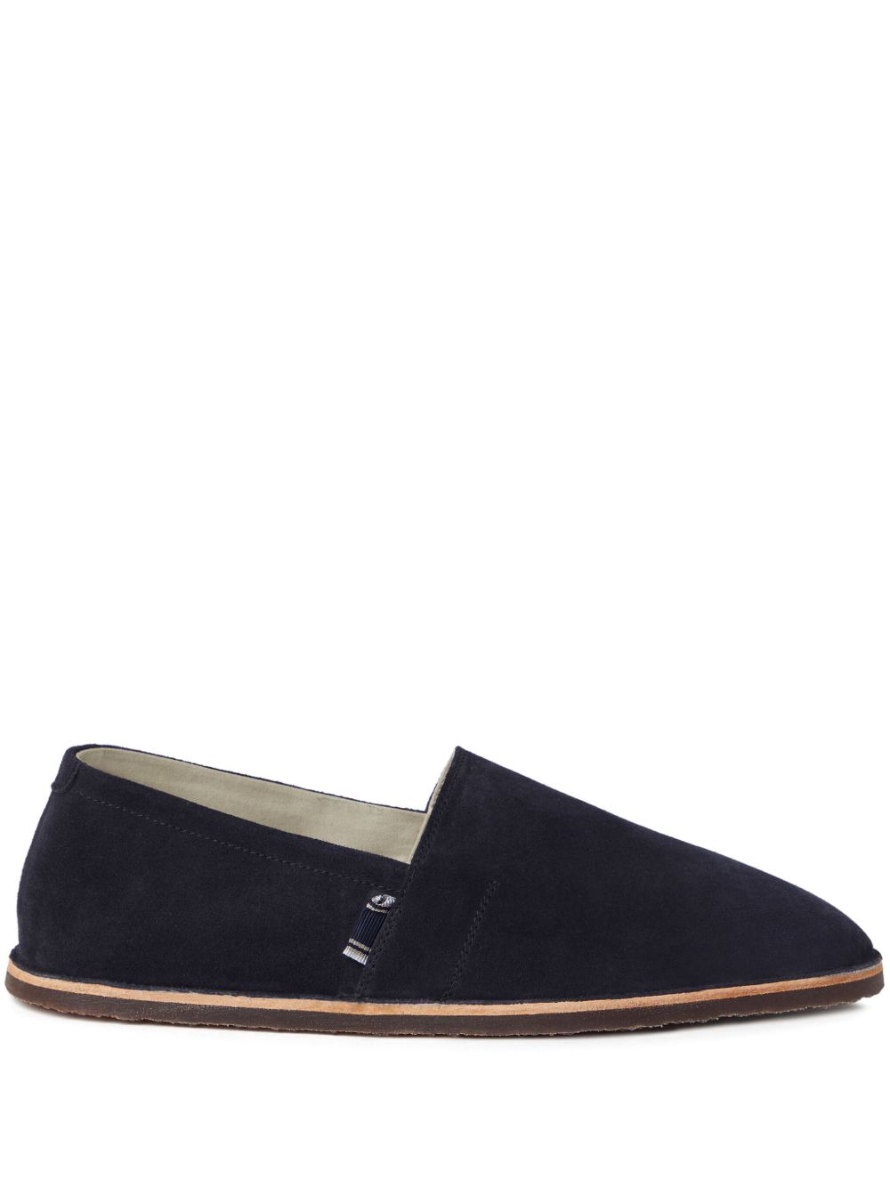 Brunello Cucinelli 绒面皮平底草编鞋 - 蓝色