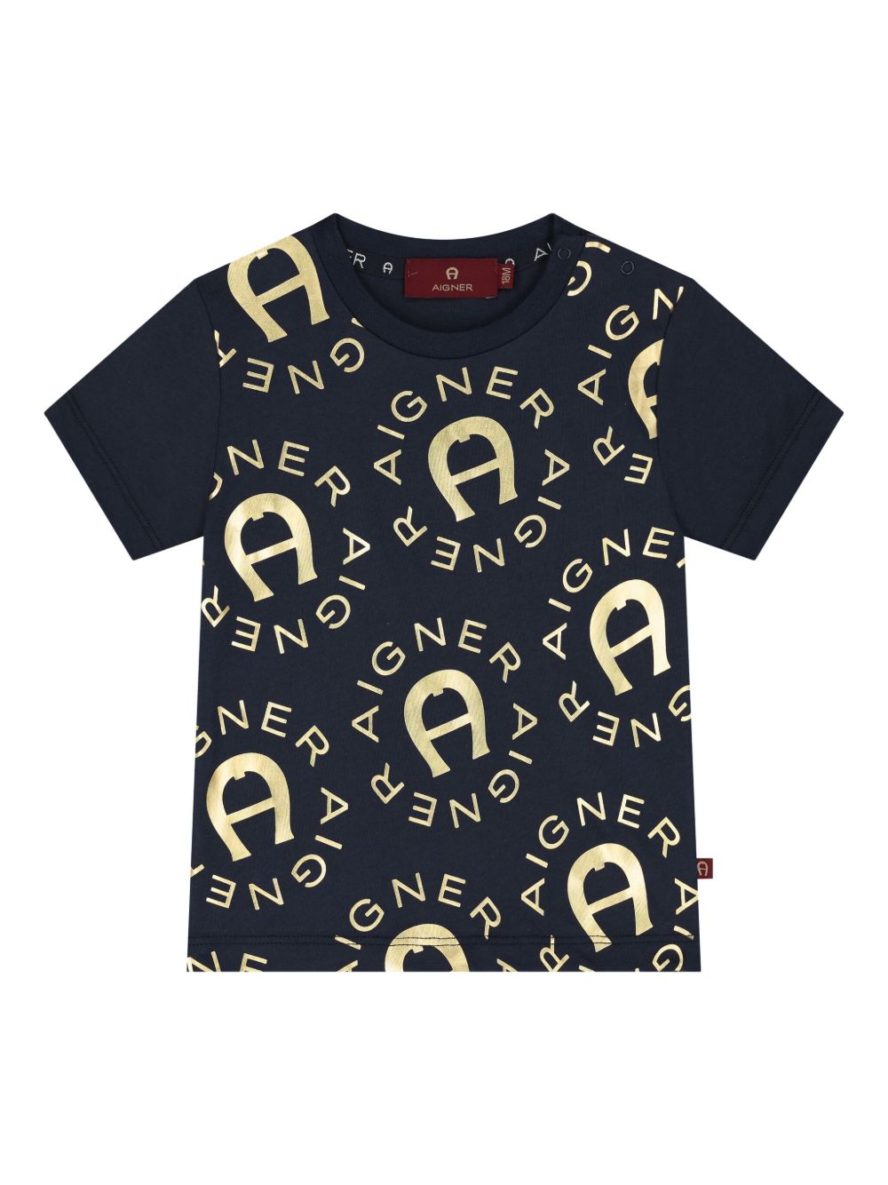 Aigner Kids logo印花T恤 - 蓝色