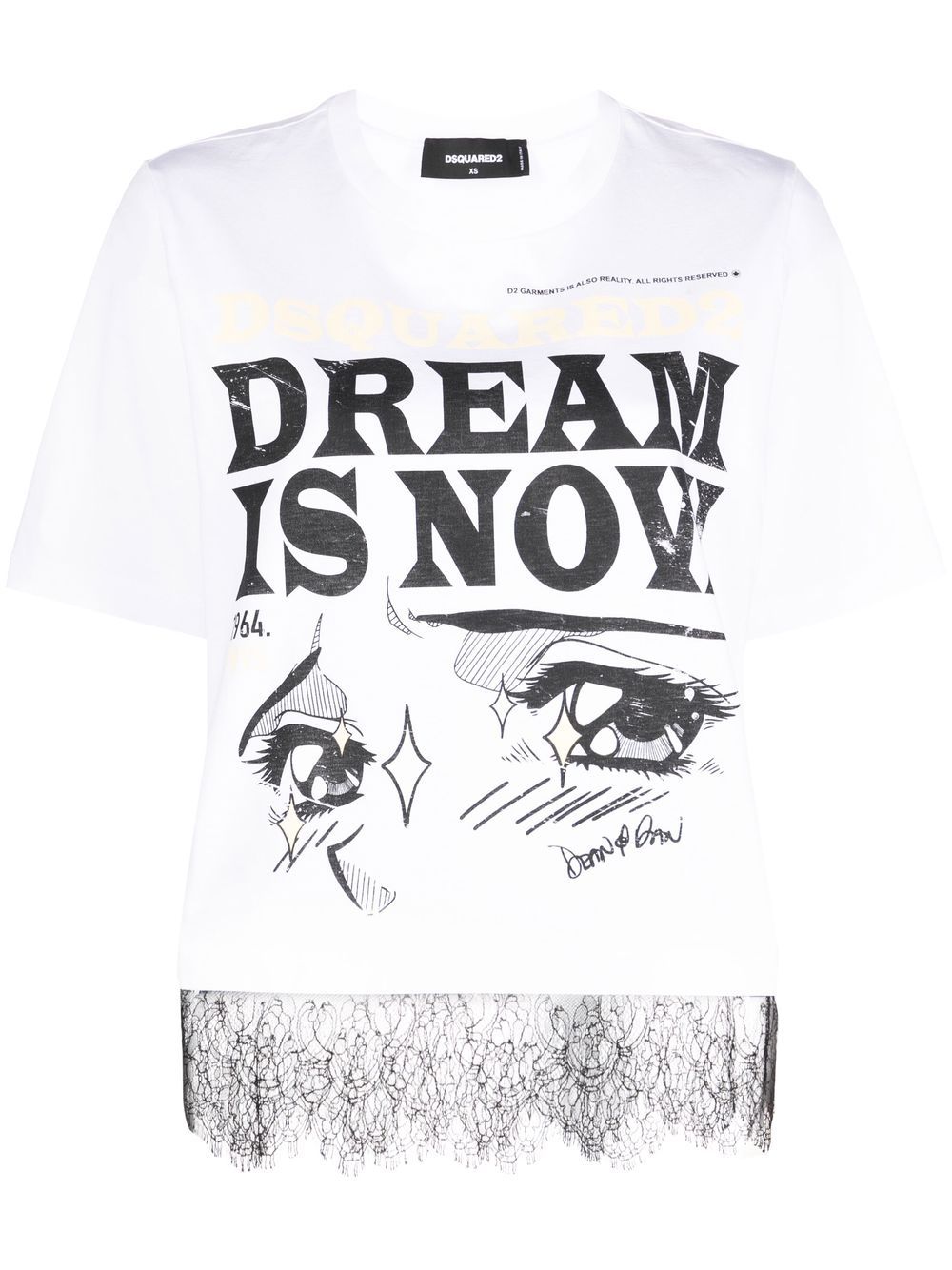 DSQUARED2 标语图案印花T恤 - 白色