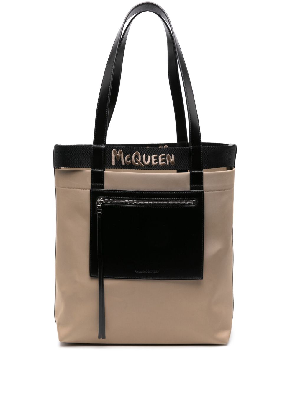 Alexander McQueen logo刺绣皮质托特包 - 中性色