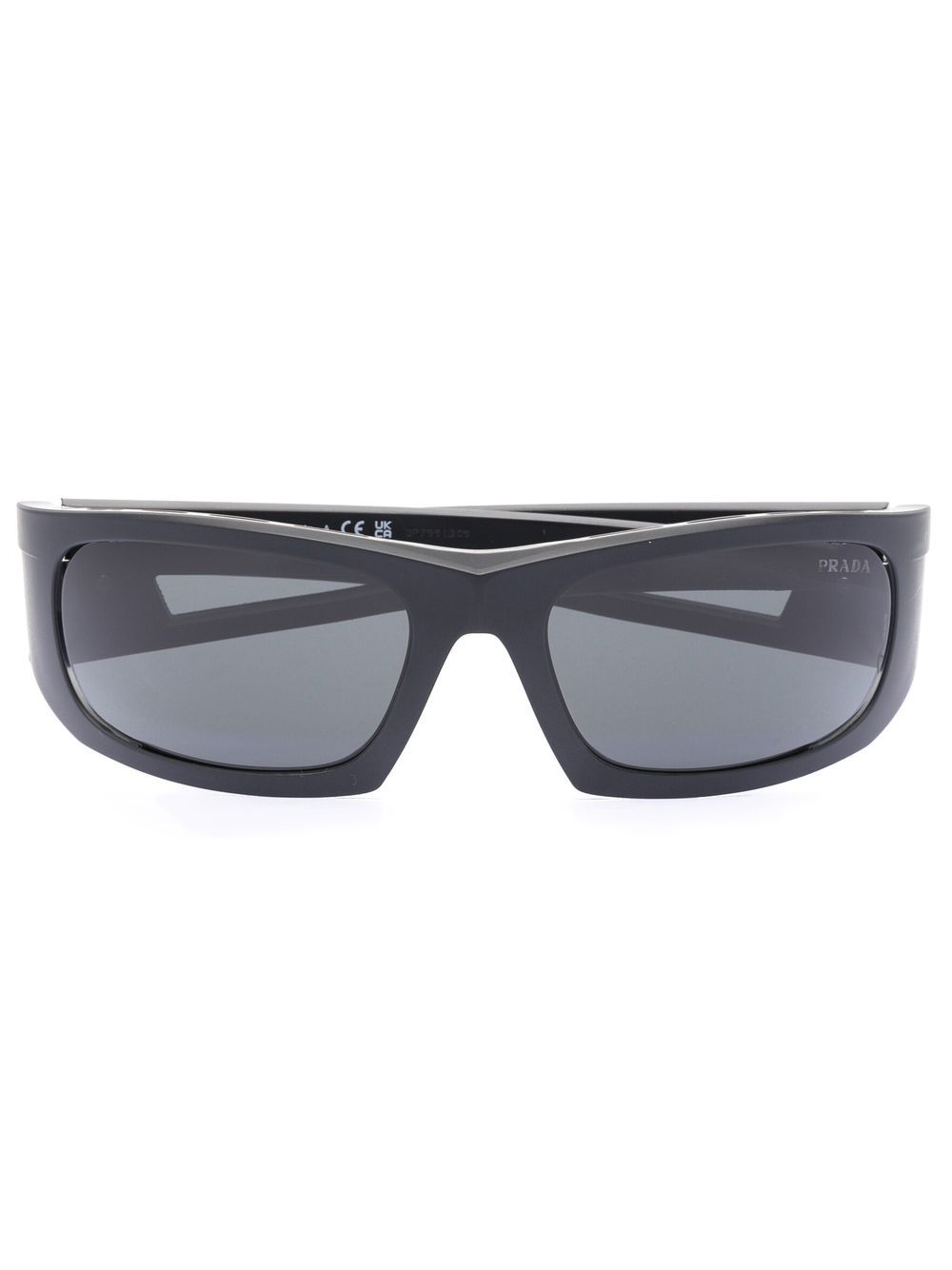 Prada Eyewear 有色镜片长方形镜框太阳眼镜 - 黑色