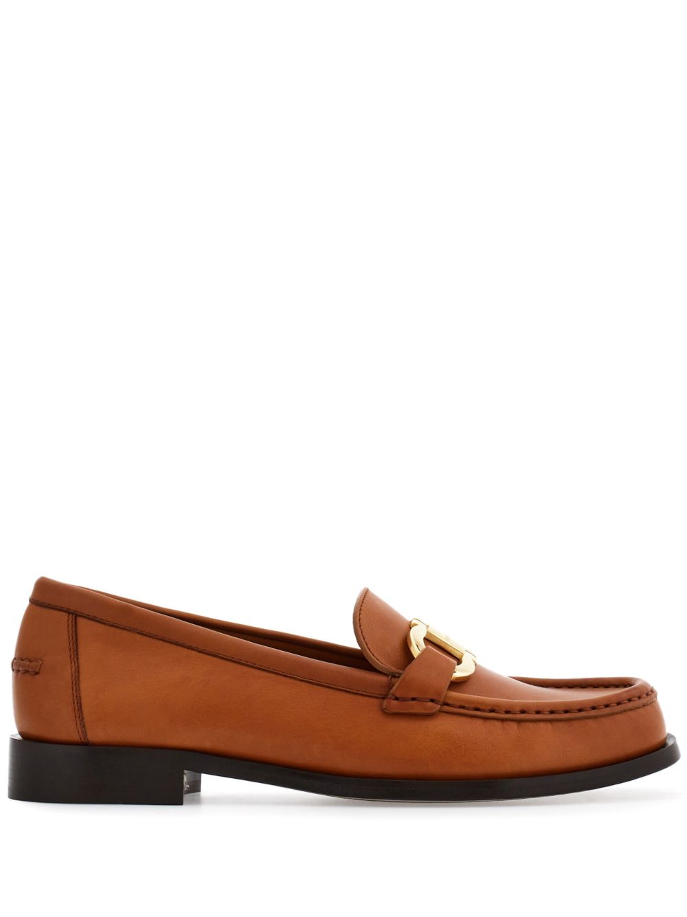 Ferragamo Gancini 标牌皮质乐福鞋 - 褐色