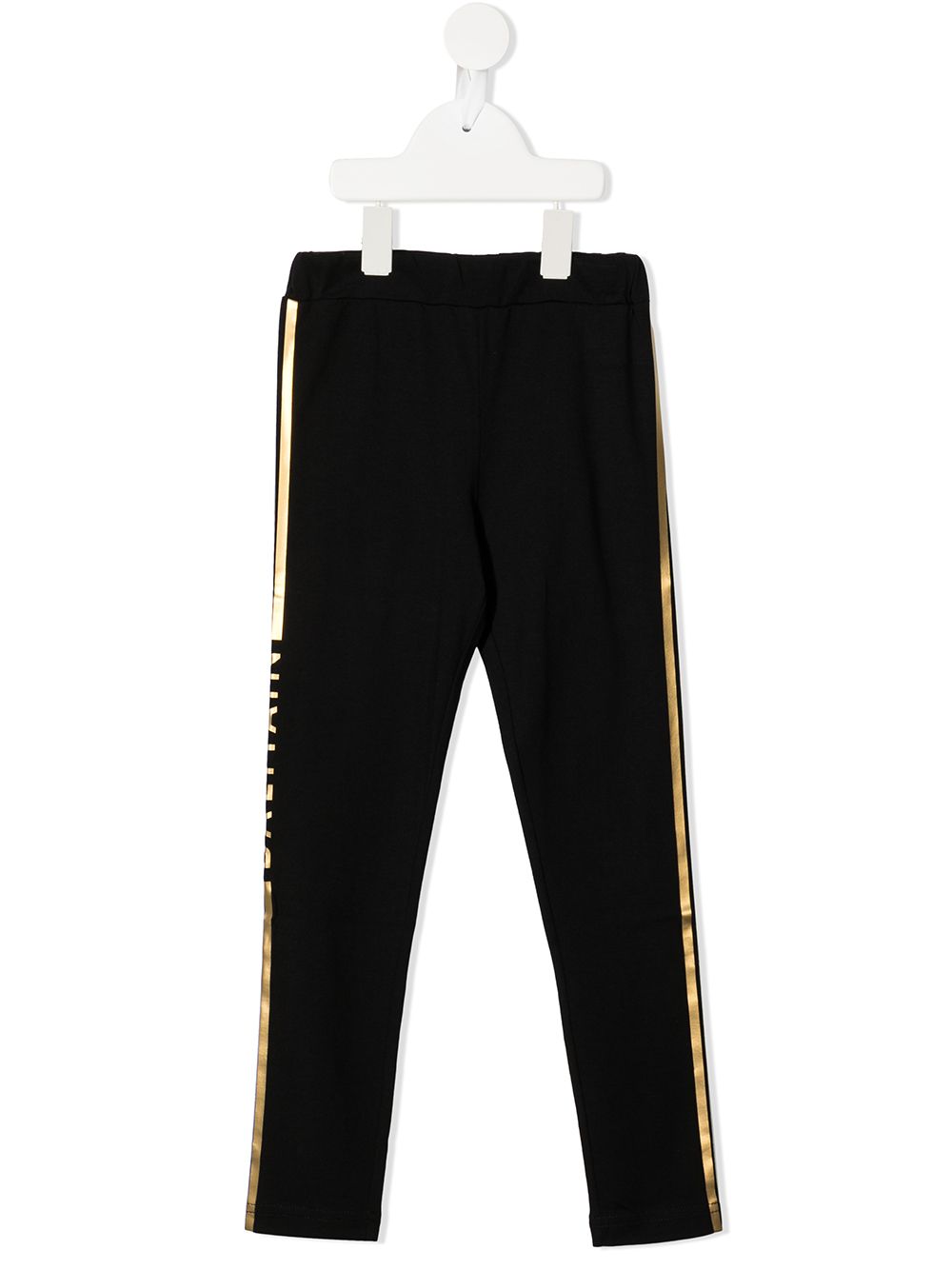 Balmain Kids 巴尔曼 logo条纹打底裤 - 黑色