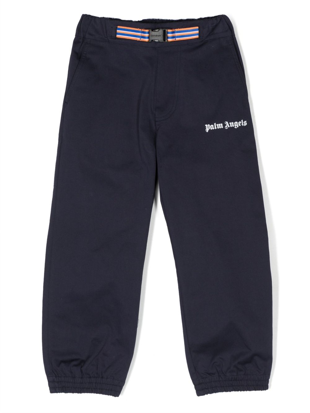 Palm Angels Kids logo印花束腰长裤 - 蓝色